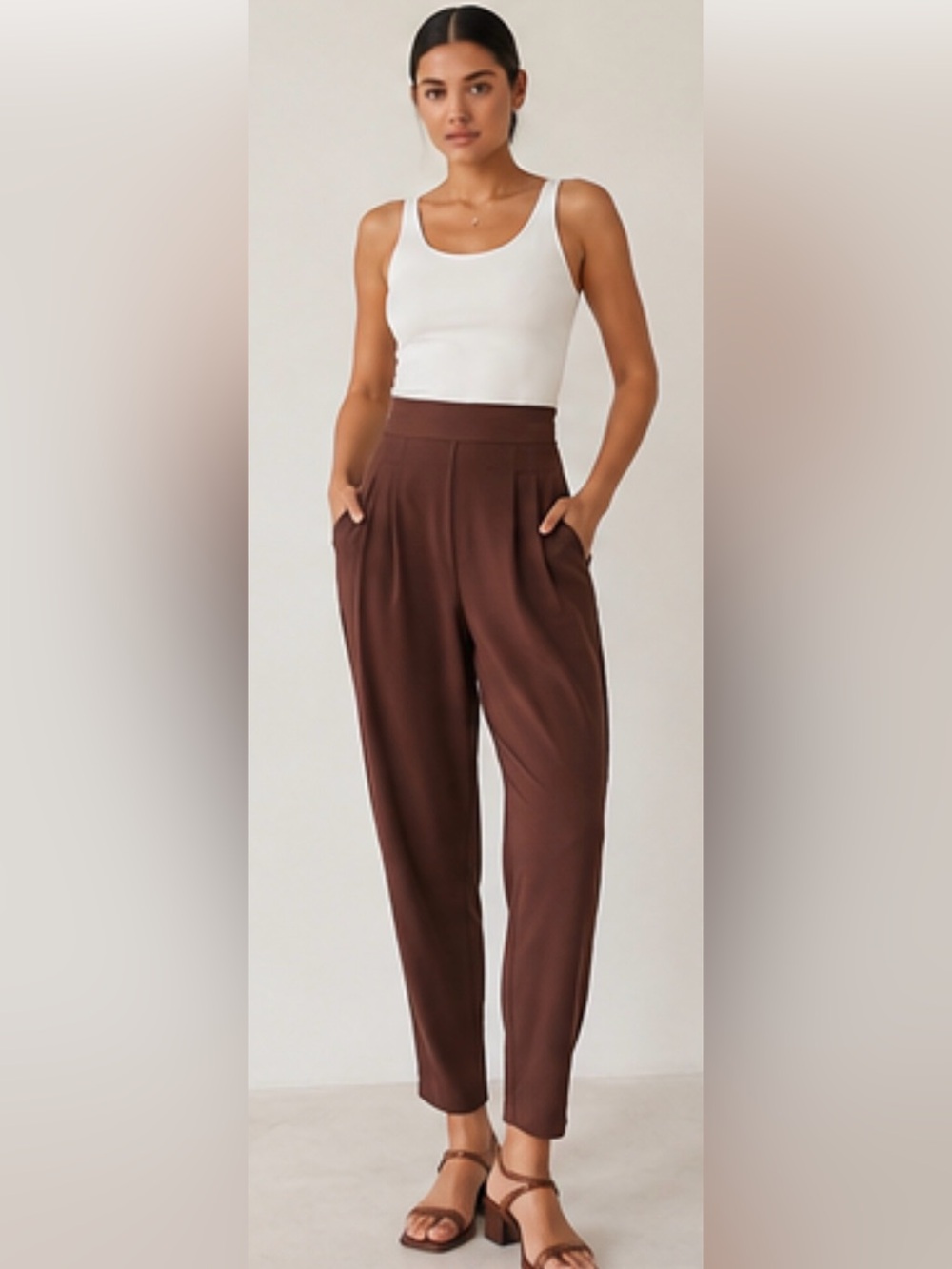 Athleta Chocolate Brown Wide-Leg High-Rise Pants